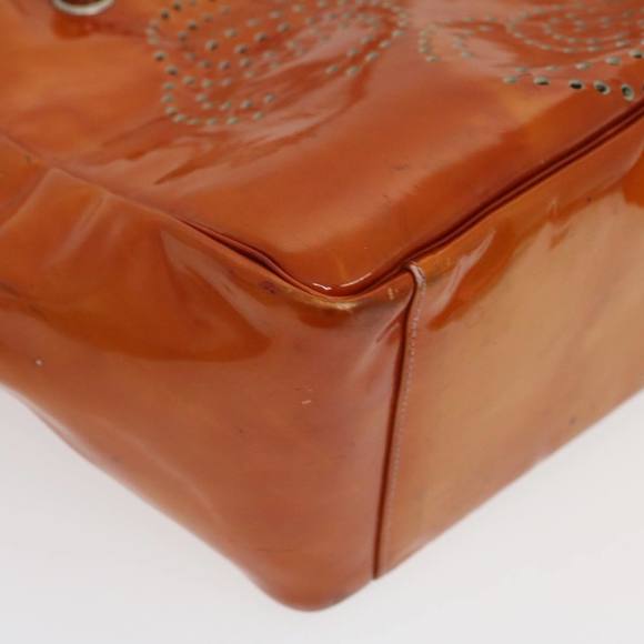 CHANEL Triple Coco Punching Tote Bag Enamel Orange CC Auth jk1312 - Picture 14 of 16